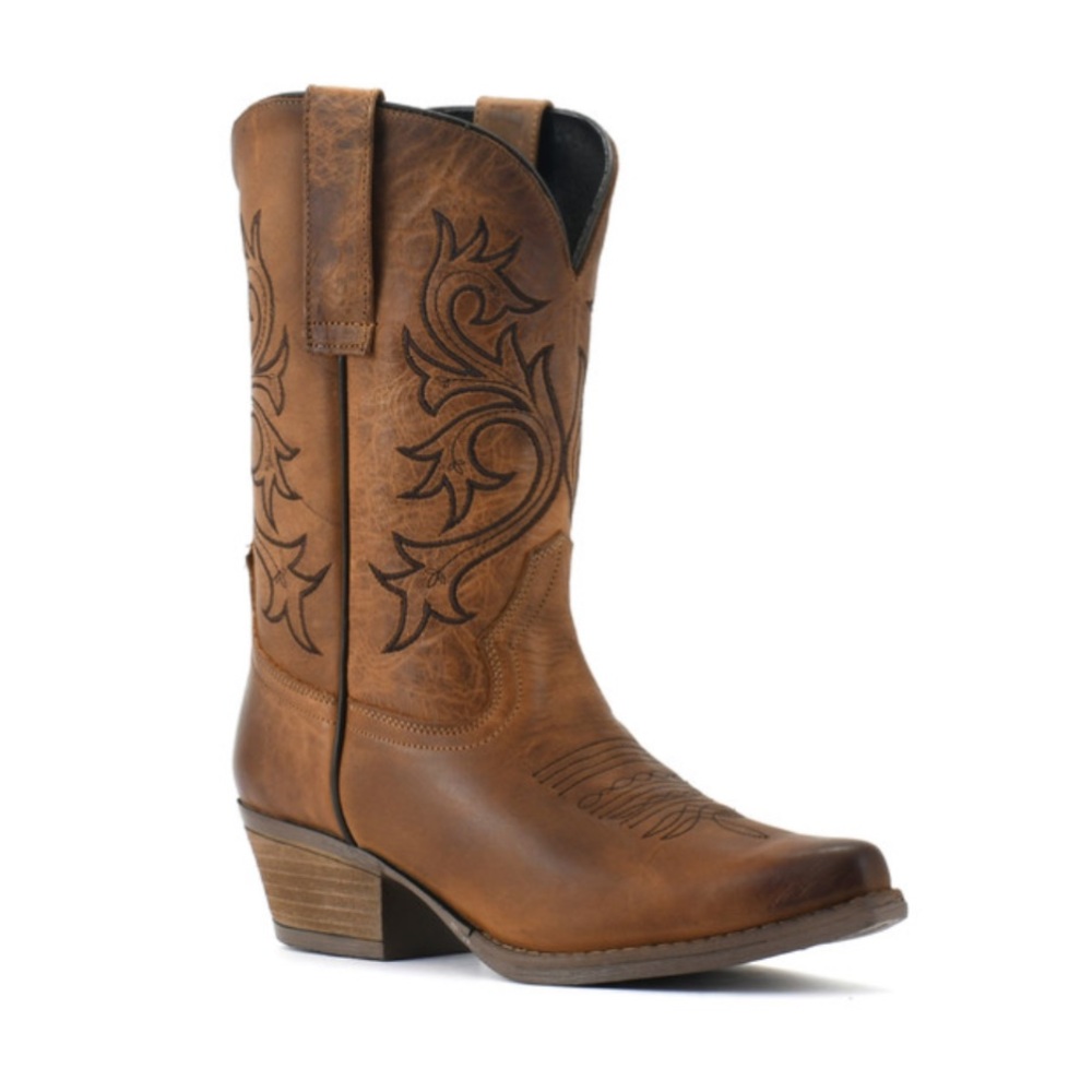 Sterling river women’s burnished tan snip toe western boot